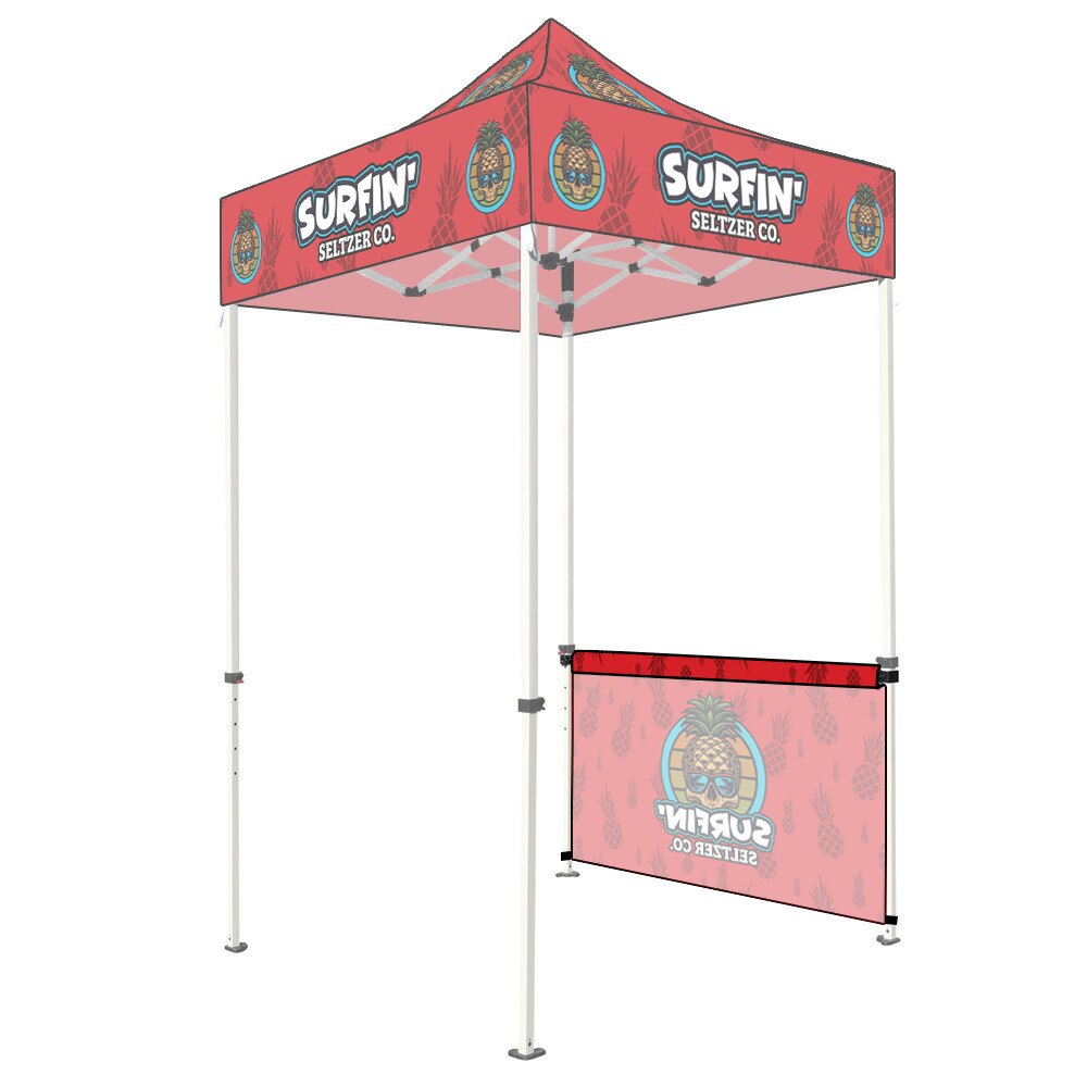 ONE CHOICE® 5 ft. Steel Canopy Tent Half wall — Single Sided Half Wall with Rail / Black Trim Color